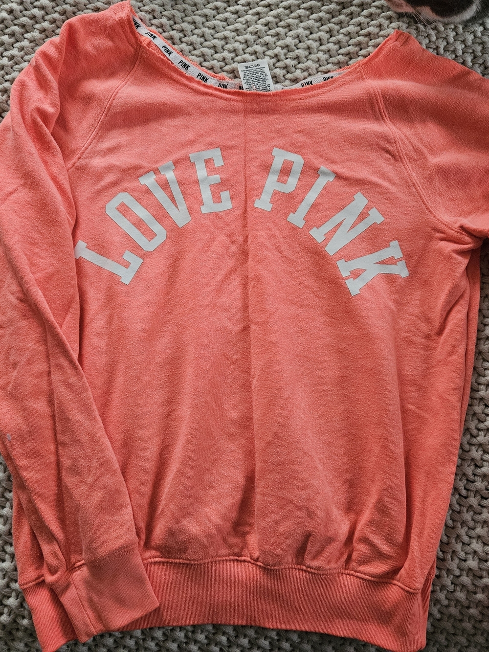 Victoria's Secret coral 'LOVE PINK' pullover sweatshirt